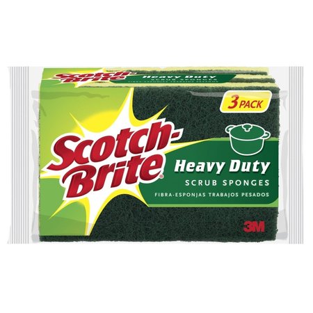 SCOTCH-BRITE Scotch-Brite 1563725 Sponge Heavy Duty Scrub - 3 per Pack 1563725